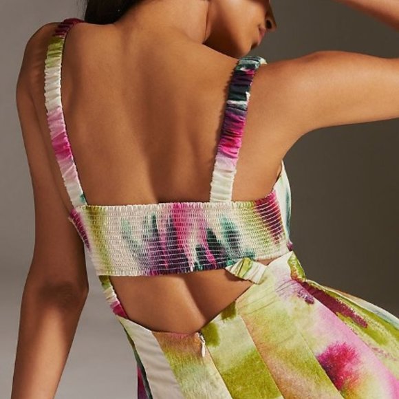 NWT By Anthropologie Tiered Watercolor Maxi Dress - Gorgeous Dress! - Picture 4 of 5